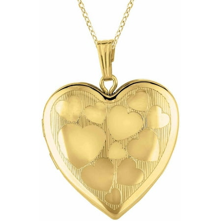 Yellow Gold-Plated Sterling Silver Heart-Shaped with Hearts Locket