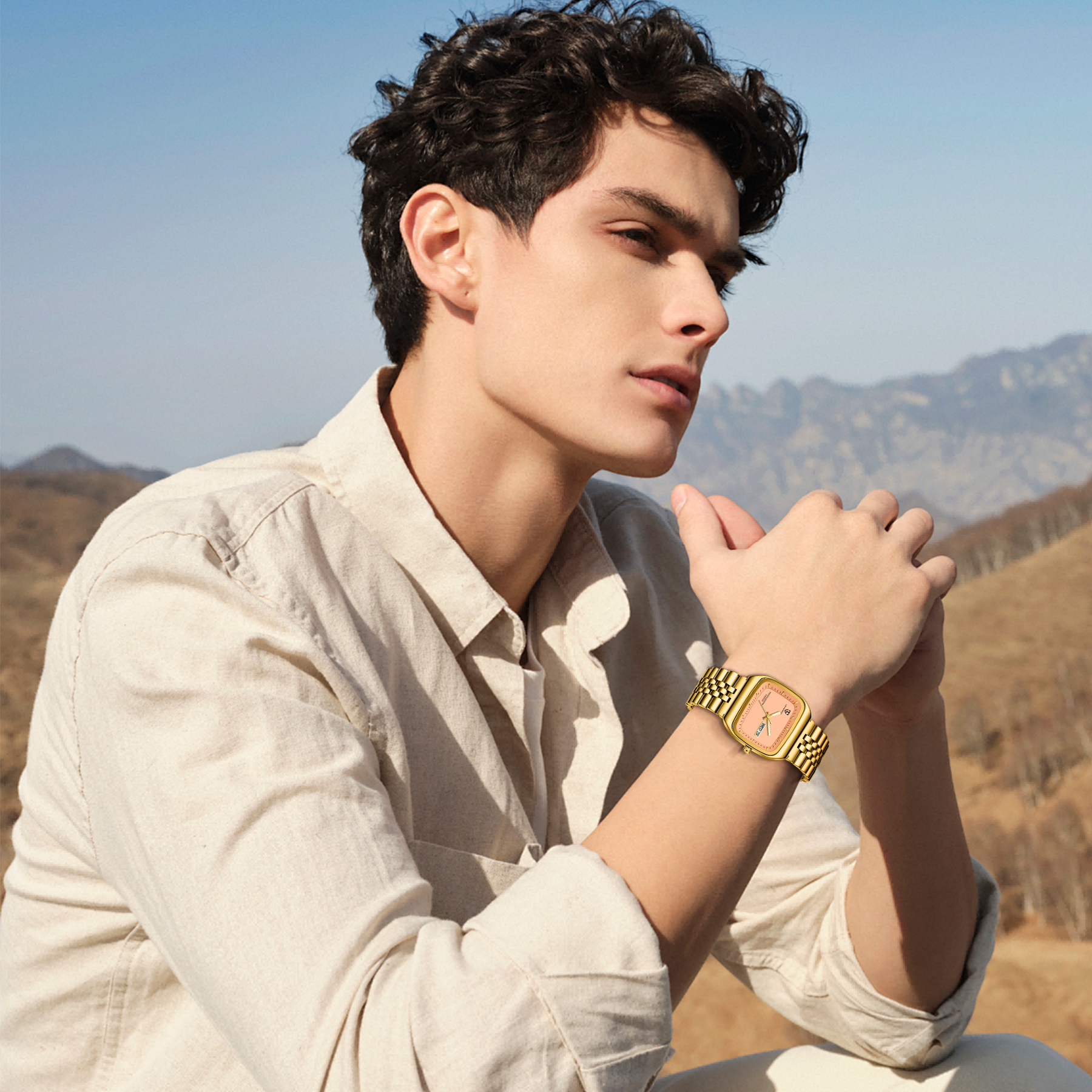 Watch for Men Luxury Casual Man Watches Waterproof Quartz Watch with Stainless Steel Strap,Rectangular Dial, Luminous Hands Birthday Gift for Men