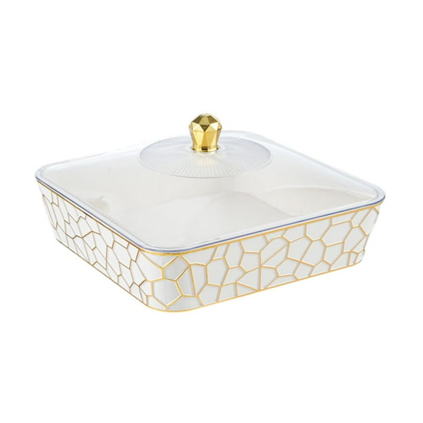 Bandeja para servir, contenedor, bandeja para comida creativa y versátil, elegante bandeja organizadora para frutas. Oro blanco pequeño