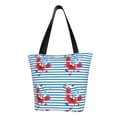 thumbnail image 1 of Balery Red Funny Crab on Blue Stripe Bolsa de Hombro con Diseño, Bolsa Grande y Duradera, Bolsa Versátil para Compras, 1 of 6