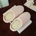 thumbnail image 5 of Puntoco Women'S Shoes Clearance,Women Men Warm Striped Slipper Indoors&nbsp;Anti-Slip Winter House Shoes Pink, 5 of 8