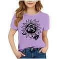 thumbnail image 2 of SGFCWSX Girls Short Sleeve T-Shirt, Teens Crewneck Summer Tees Regular Fit Graphic Casual Everyday Tops Purple Size 14-15 Years, 2 of 4