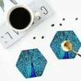 thumbnail image 5 of Disketp Beautiful Blue Peacock Funny Coasters,6 Pcs Leather Coasters with Holder, Perfect Housewarming Hostess Gifts,Protect Furniture from Water Marks Scratch and Damage, 5 of 7