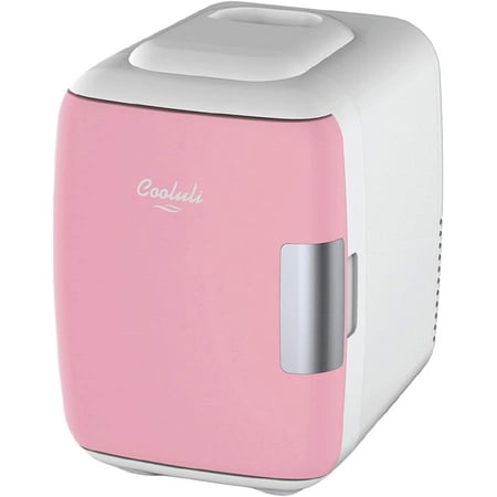 Cooluli Electric 4-Liter Portable Cooler/Warmer Mini Fridge, Pink