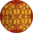 thumbnail image 1 of Ahgly Company Machine Washable Indoor Round Oriental Yellow Industrial Area Rugs, 4' Round, 1 of 4