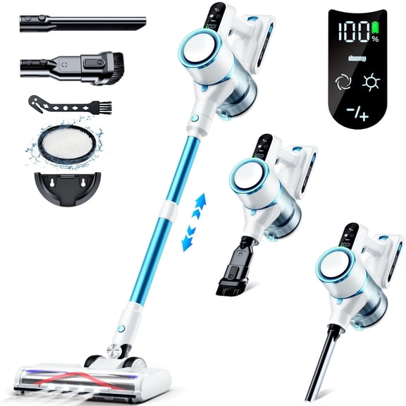 Cordless Vacuum Cleaner, 23kPa Powerful Suction Stick Vacuum with 2 Speeds for Pet Hair & Carpet