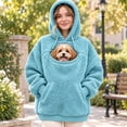 thumbnail image 3 of Women's Pet Dog Pouch Hoodie, Oversized Dog Carrier Sweatshirt with Large Pocket, Long Sleeve Dog Hoodie & Cozy Winter Clothes, 3 of 4