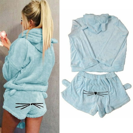 

MRULIC sleepwear for women Sleepwear Sets Pajamas Polyester Solid Two-Piece Daily WomanWomen s Sleepwear Sky Blue + US:14