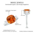 thumbnail image 6 of Rosec Jewels Lab Grown Orange Sapphire Solitaire Ring with Moissanite - 10 mm Cushion Cut, 925 Sterling Silver, US 6.50, 6 of 7