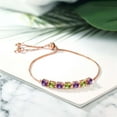thumbnail image 4 of Gem Stone King 2.67 Cttw Purple Amethyst and Green Peridot 18K Rose Gold Plated Silver Tennis Bracelet for Women | 4.5MM Round | Adjustable Bolo Bracelet for Women | Easy-On Easy-Off, 4 of 4