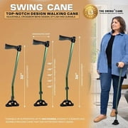 Dynamo Swing Cane - Lightweight, Heavy Duty, All-Terrain and Adjustable - Soft Ergonomic Grip, Articulating Cane Base, Stylish, Perfect for Seniors, Men and Women for Stability and Balance (Black)