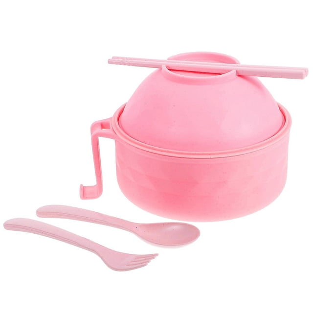 Microwave Ramen Bowl Set Plastic for Serving with Lid and Fork Spoon