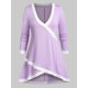 thumbnail image 1 of Camiseta Talla Extra Asimétrica Color Contraste Rosegal  Mangas largas de talla grande, 1 of 5