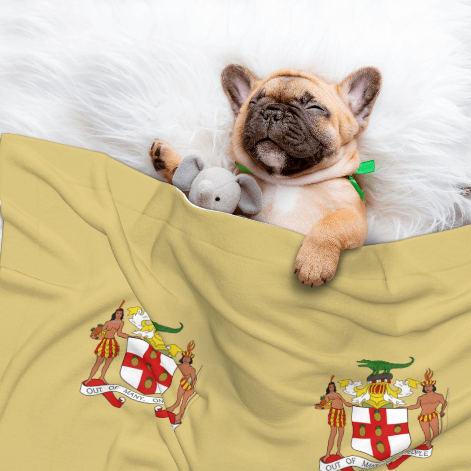 Flannel Throw Dog Blanket Coat Of Arms Of Jamaica Soft Warm Print Pet Blankets for Small Dog Cat Puppy