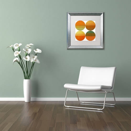Trademark Fine Art "Four Suns" Canvas Art by Michelle Calkins, White Matte, Silver Frame