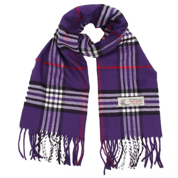 Plaid cashmere Feel classic Soft Luxurious Winter Scarf For Men Women (Purple)