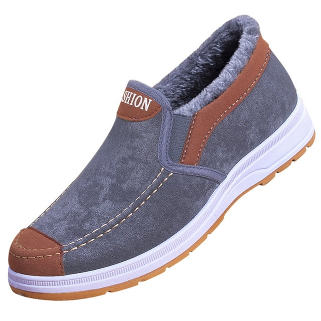 Dsscvnef Bottes de Neige pour Hommes Hiver Chaudes Semelle Non Épaisse Bout Rond Mode Superposition Bloc de Couleur Chaussures Confortables pour Extérieur