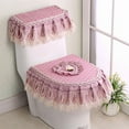 thumbnail image 2 of 3-Piece Luxury Toilet Cover Set - Anti-Dust Toilet Lid & Seat Covers with Lace Trim, Non-Slip Elastic Edging for Standard Toilets, Soft Bathroom Decor, 2 of 8