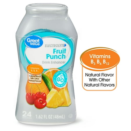 (10 pack) Great Value Electrolyte Fruit Punch Drink Enhancer, 1.62 fl oz, 10 Pack