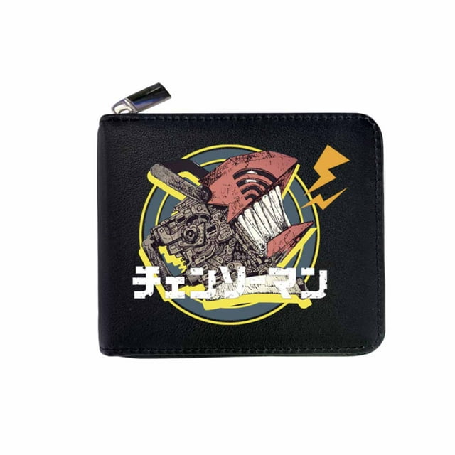 Cartera plegable delgada con diseño de personajes de anime para hombre, Chainsaw