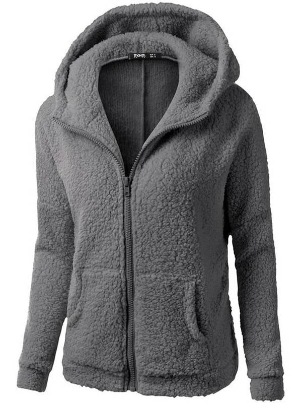 2021 Women Casual Sherpa Fleece Jacket Hoodies Button Faux Fuzzy Long Sleeve Fluffy Fleece Sweatshirt Outwear 