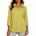 thumbnail image 3 of Womens Crewneck Sweatshirt Dqueduo Women's Fall/Winter Casual Lapel Button-Front Sweatshirt – Three-Quarter Sleeves Yellow XL, 3 of 10