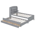 thumbnail image 5 of Twin Size Wooden LED Platform Bed with Trundle, with Storage Headboard, with Drawers, Gray, 5 of 9
