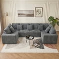 thumbnail image 5 of SOULART 138.5" U Shaped Sectional Couch,Gray Cloud Boneless Sofa For Living Room,Plush Corduroy Couches With Deep Seat Chaise Lounge,No Assembly Required, 5 of 11