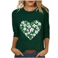thumbnail image 2 of Zedker Plus Size St Patricks Day Shirt for Women 2026 Casual 3/4 Sleeve Irish Shirts Funny Saint Patrick's Tunic Tops, 2 of 7
