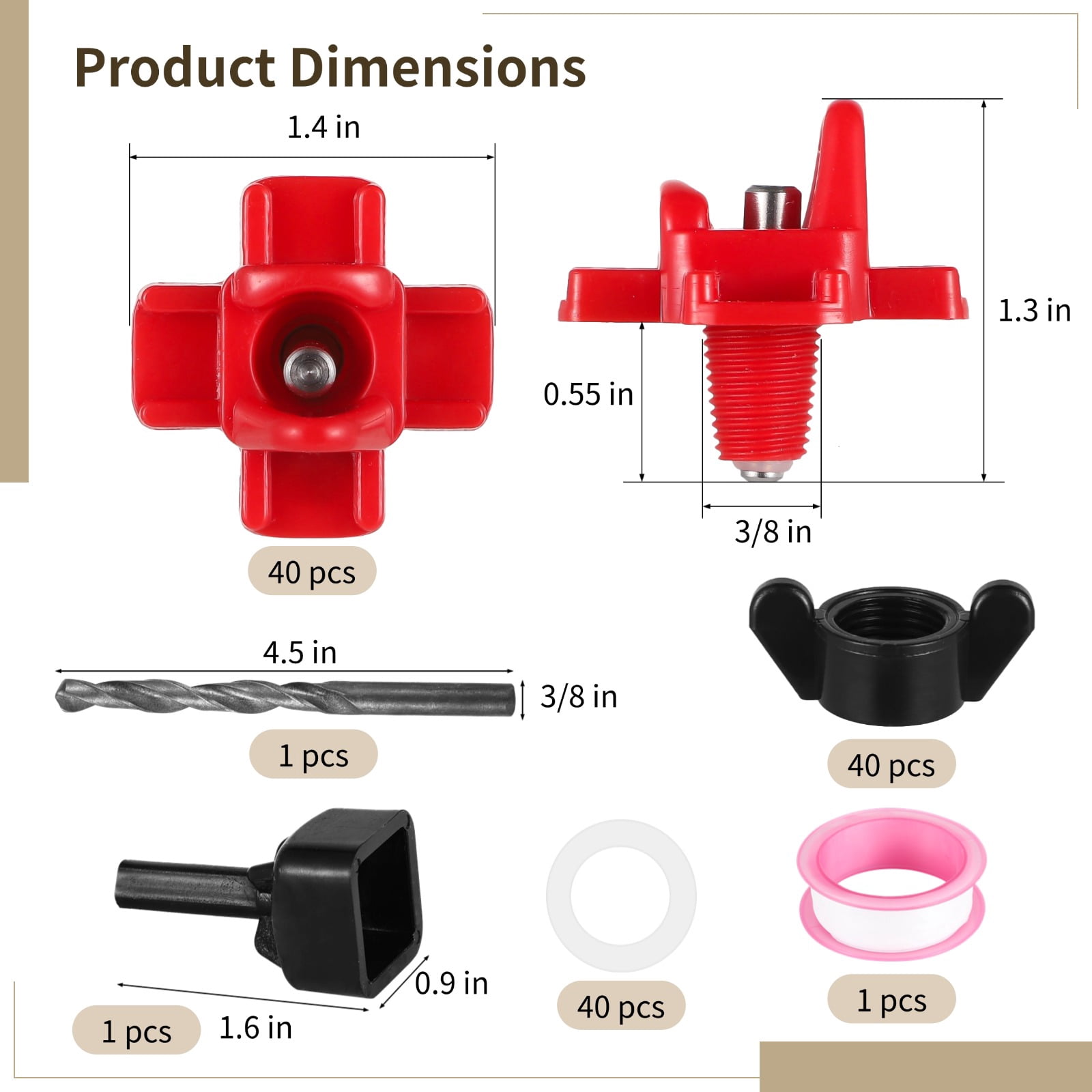 40PCS Horizontal Chicken Water Nipple Kit, Automatic Poultry Water Feeder, Outdoor Leakproof Waterer for Water Buckets Chicken Coop