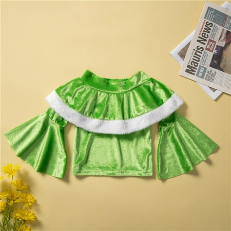 

kpoplk Christmas Outfit Toddler Baby Kids Girls Suit Christmas Patchwork Pullover Tops Boy Christmas Outfits(Green)