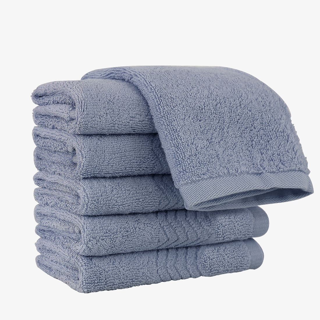 Unique Bargains 100% Cotton 6-Pack Washcloth Face Towels 13" x 13" Dark Blue