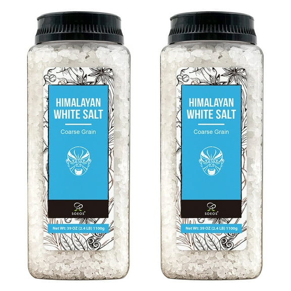 Soeos Himalayan White Salt, Coarse Grain, 39 oz, (2.4 lb), 2 Packs, total weight, 78 oz