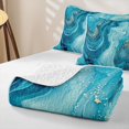 thumbnail image 4 of Erosebridal Turquoise Gold Marble Swirl Twin Quilt Set,Ocean Blue Glitter Abstract Twin Coverlet Set For Adults,2 Pieces, 4 of 7