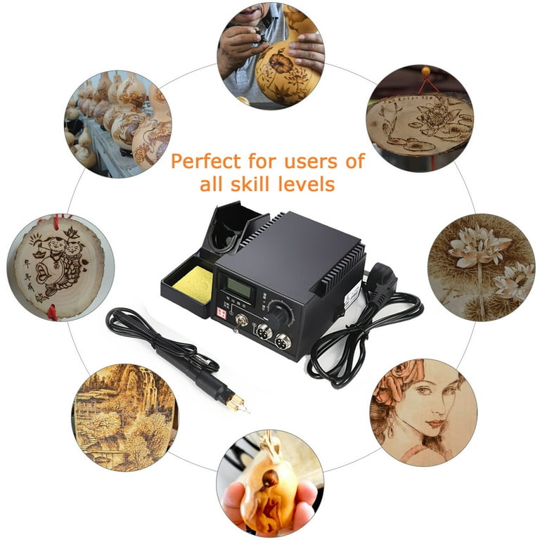 40W Adjustable Temperature Wood Burner Pyrography Pen Burning Machine Gourd  Crafts Tool Set Kit Soldering Iron 110V/220V