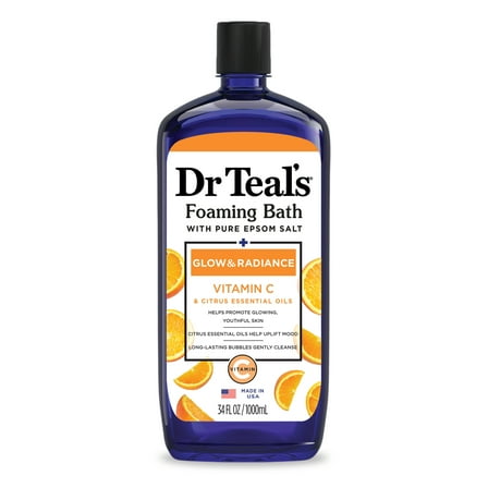 Dr Teal's Glow & Radiance Foaming Bath with Vitamin C & Citrus Essential Oils, 34 fl oz.