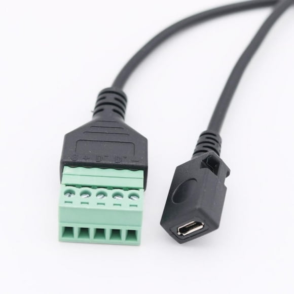 FOR 1pc Micro USB 5 Pin 2.0 Female to 5 Pin Screw Connector with Shield Solderless Terminal Plug Adapter Cable Cord 30cm/1ft