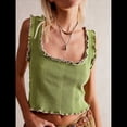 thumbnail image 4 of Camisola de Punto con Tirantes Anchos y Cuello Cuadrado Sin Mangas para Mujer, , de Verano Verde M, 4 of 8