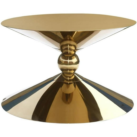 Maklaine Sculptural Design Hourglass Shaped Modern Metal Coffee Table in Gold