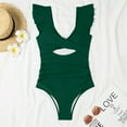 thumbnail image 3 of Feimerou Women's One Piece Swimsuit Ruffle Cutout Bathing Suits Slimming Tummy Control High Waisted Front Cross V Neck Wrap Swimsuits Swimwear, 3 of 5