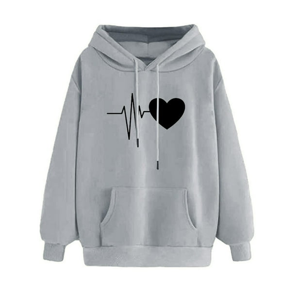 ICHUANYI Clearance Women's Winter Hoodie Sweatshirt Pullover Tops Long Sleeved Comfortable(Gray, XL) ICHUANYI WER2023080814996