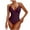 Wine, variant on WREESH Women's Tummy Control One Piece Swimsuit V-Neck Solid Color Slim Bathing Suit Summer Beach Swimwear 2025 Watermelon Red