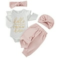 thumbnail image 5 of BULLPIANO Infant Baby Girl Romper Pants Headband Hat Clothes Outfit Set 3-6 Months, 5 of 16