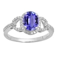 thumbnail image 2 of Dazzlingrock Collection 14K 8X6 MM Each Oval Tanzanite & Round Diamond Ladies Halo Engagement Ring, White Gold, Size 4, 2 of 5