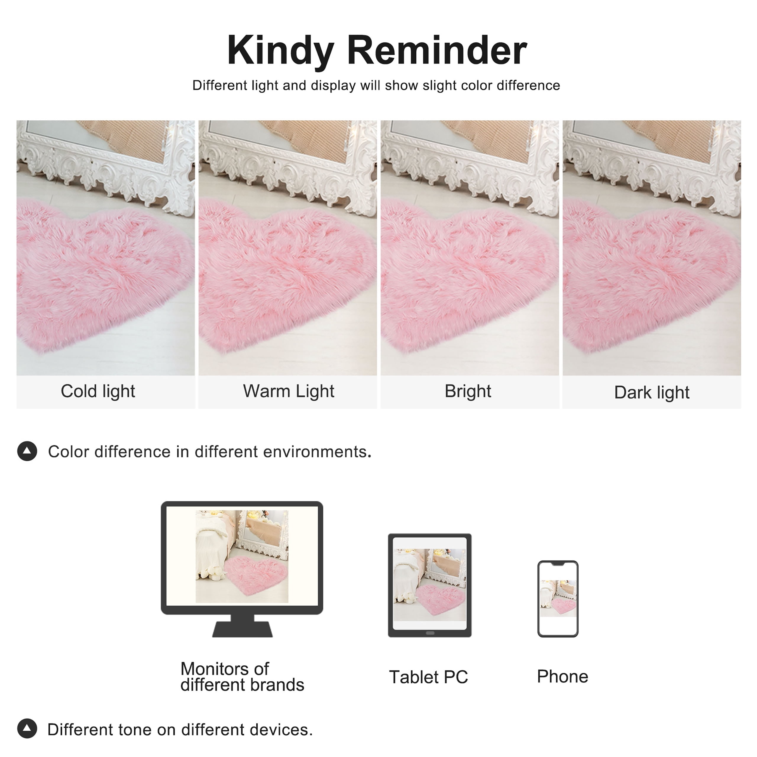 Unique Bargains Heart Shaped Faux Fur Shag Area Rug 2.3Ft x 3Ft Light Pink