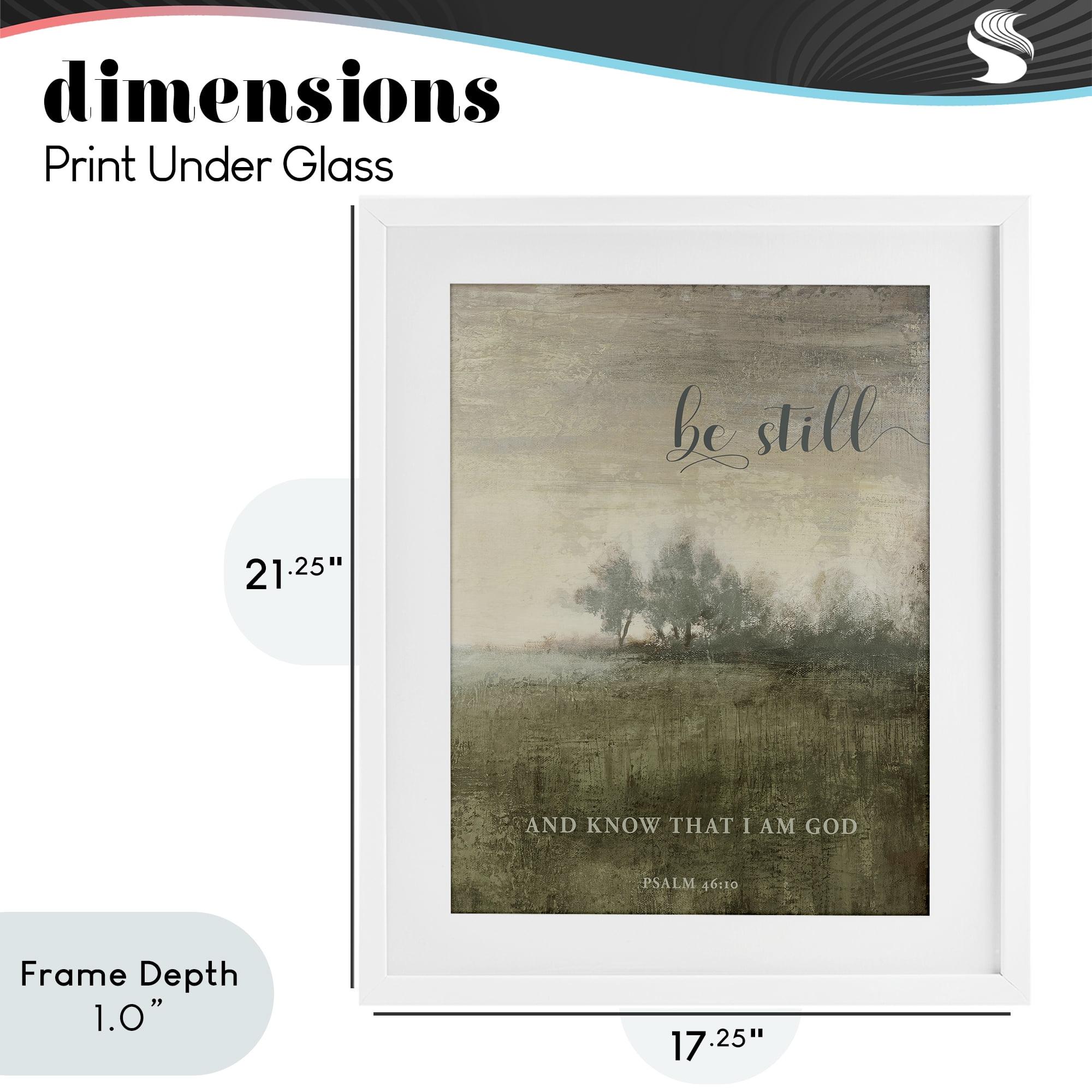 Stupell Industries Be Still Psalm 46:10 White Framed Print Under Glass, design by Michael Marcon