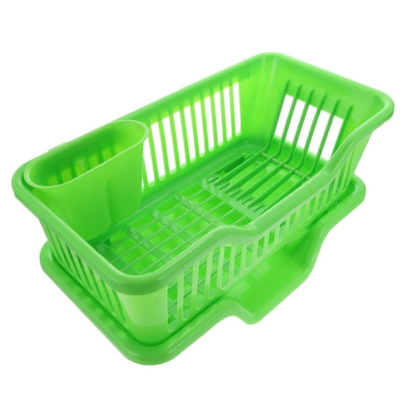 TYPPKMM Dish Drying Rack for Kitchen Counter - Large Dish Rack with Drainboard, Rustproof Dish Drainer with Utensil Holder for Sink Plastic Bowl Rack for Storage Single Layer Bowl Rack