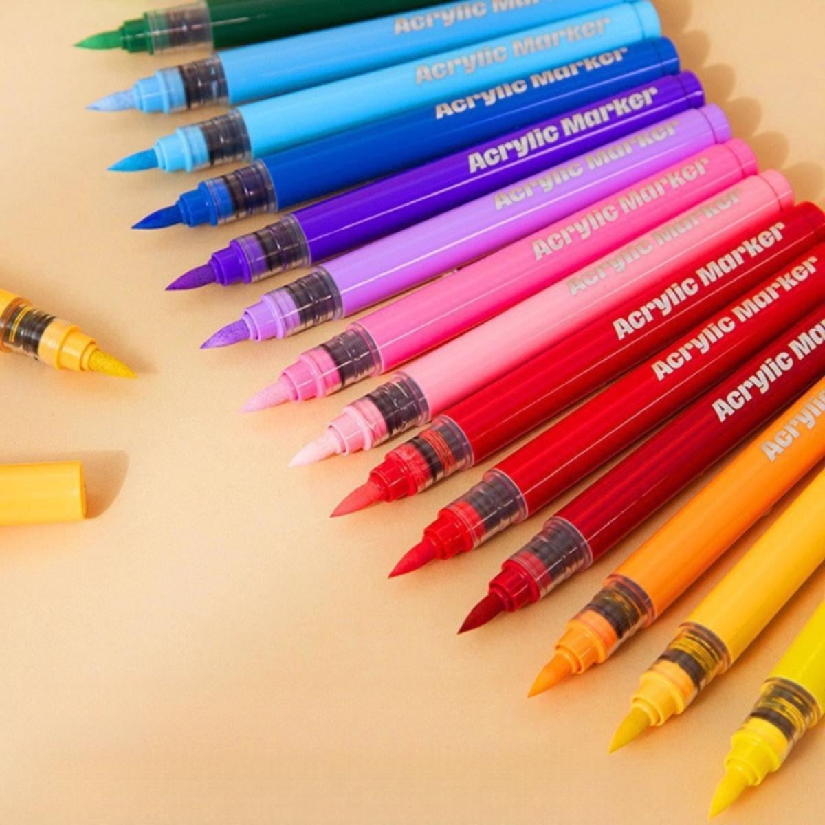 24 Colors Markers Paint Pens, Water Based Paint Markers Acrylic Paint Pens for Artists Adults Coloring Drawing, Extra Brush Tip  for Rock Painting, Canvas, DIY Crafts Making Art Supplies