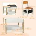 thumbnail image 3 of Qaba 3 Piece Kids Table and Chair Set with Reversible Tabletop, Nature Wood, 3 of 10