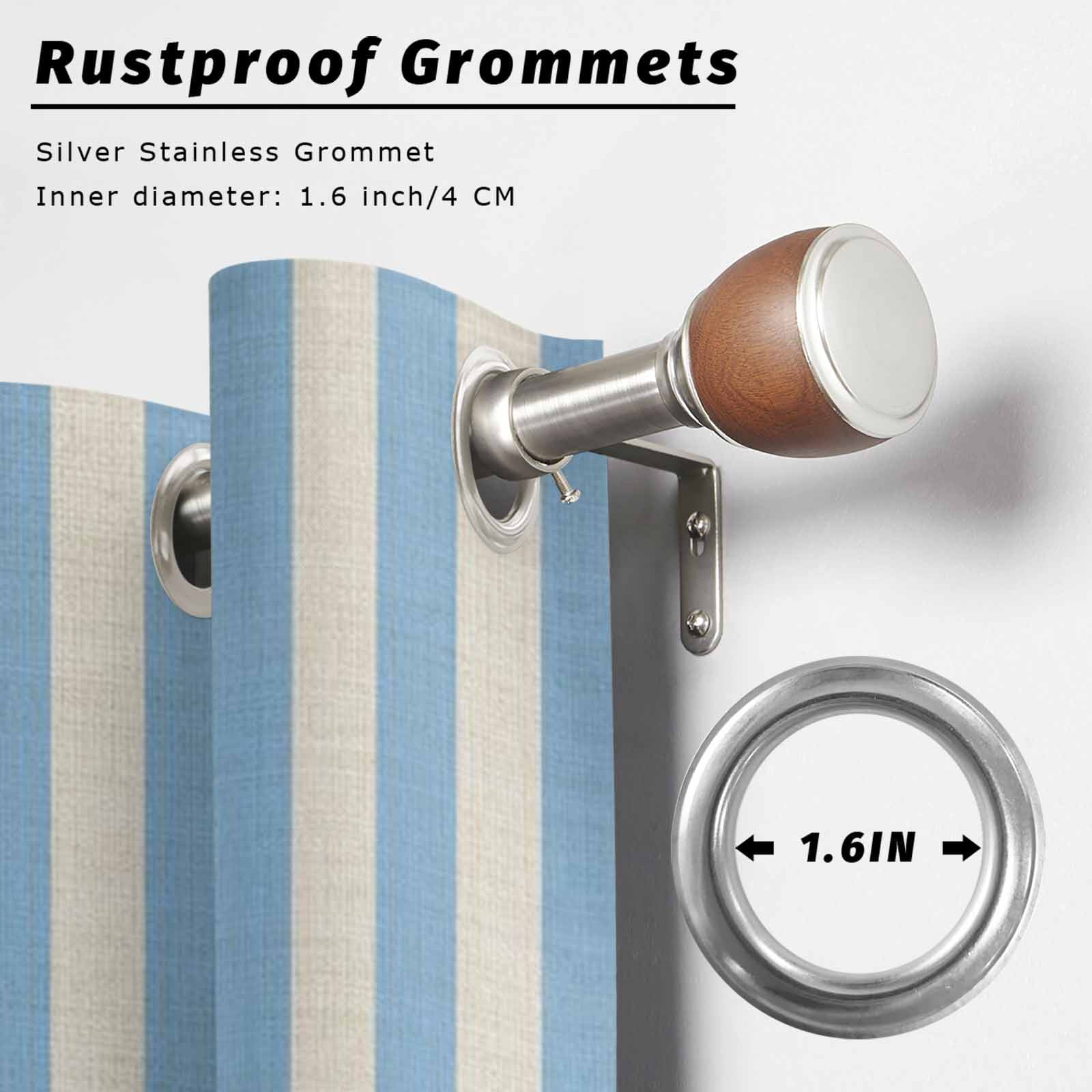 Lemon Summer Outdoor Curtains for Patio, Fruit Starfish Shell Blue Stripes Retro Sunshade Privacy Drapes Grommet Waterproof Outside Curtains for Porch/Cabana/Balcony 54"x 108", 1 Panel
